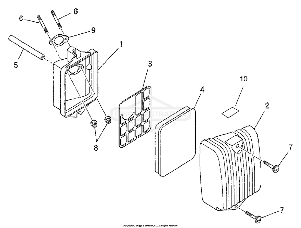 Air Cleaner Diagram and Parts List for 1715-0  Briggs and Stratton Generator